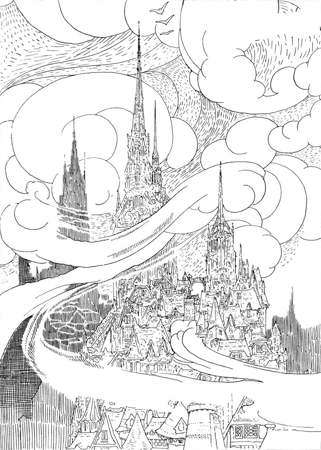 Cloud Kingdom Line Art